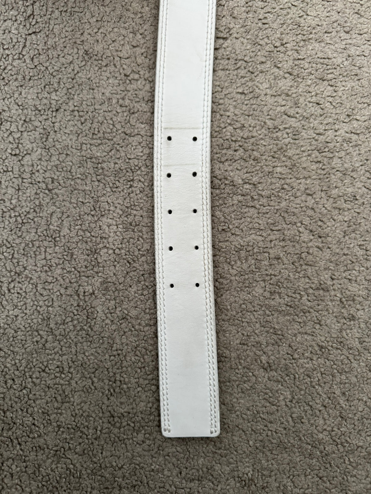 SS05 Dior Homme by Hedi Slimane Double Prong White Leather Belt