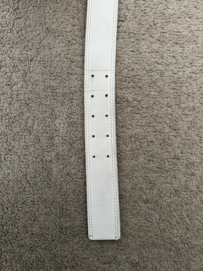 SS05 Dior Homme by Hedi Slimane Double Prong White Leather Belt