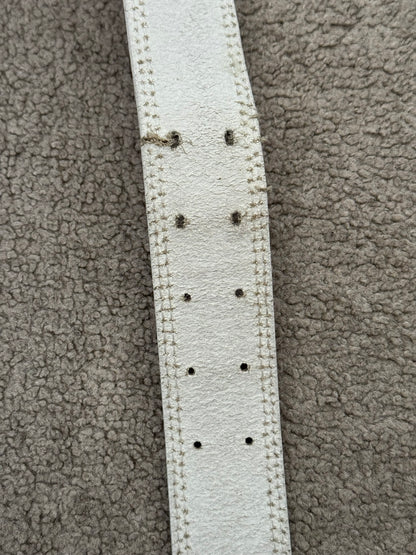 SS05 Dior Homme by Hedi Slimane Double Prong White Leather Belt