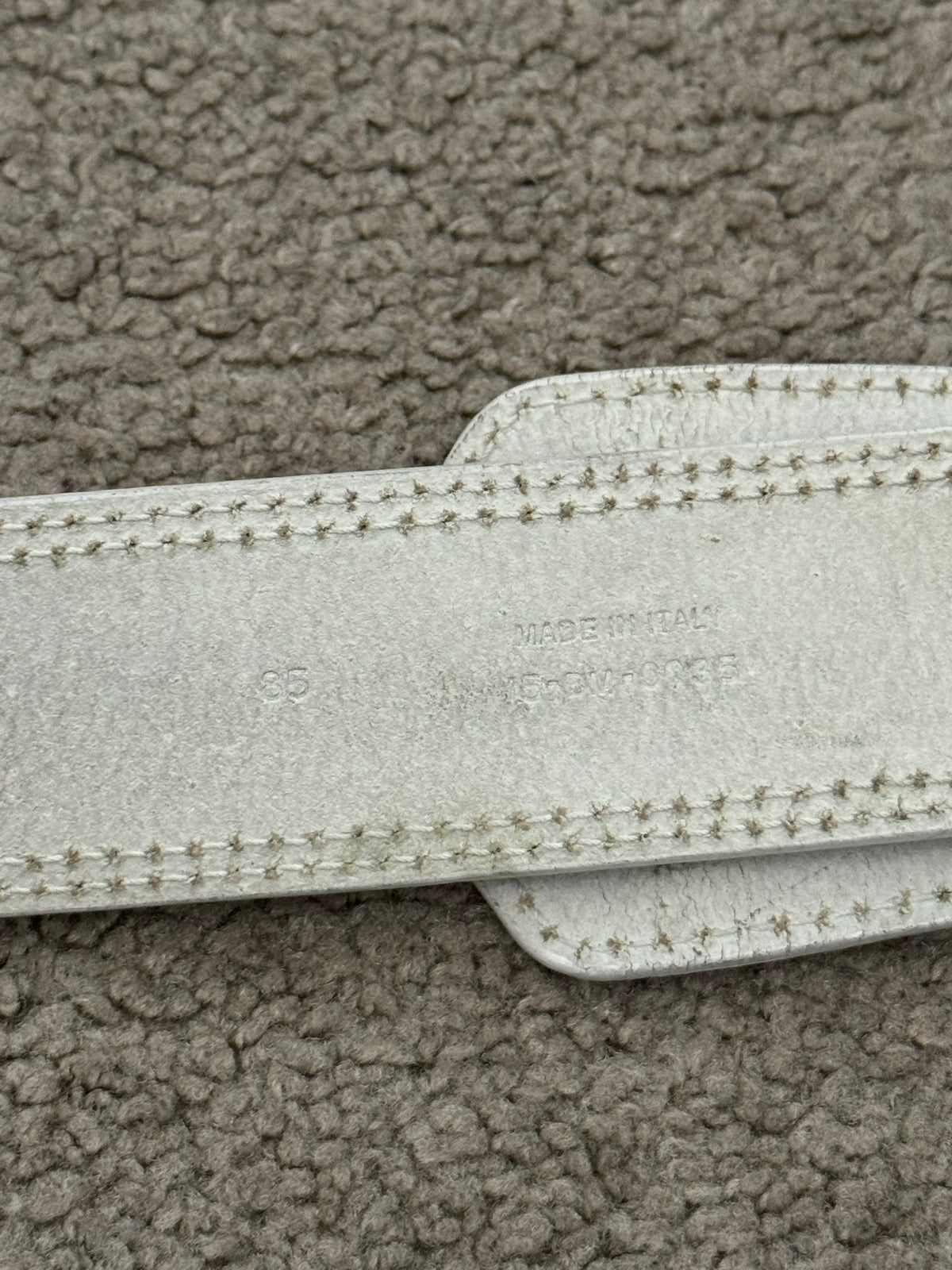 SS05 Dior Homme by Hedi Slimane Double Prong White Leather Belt
