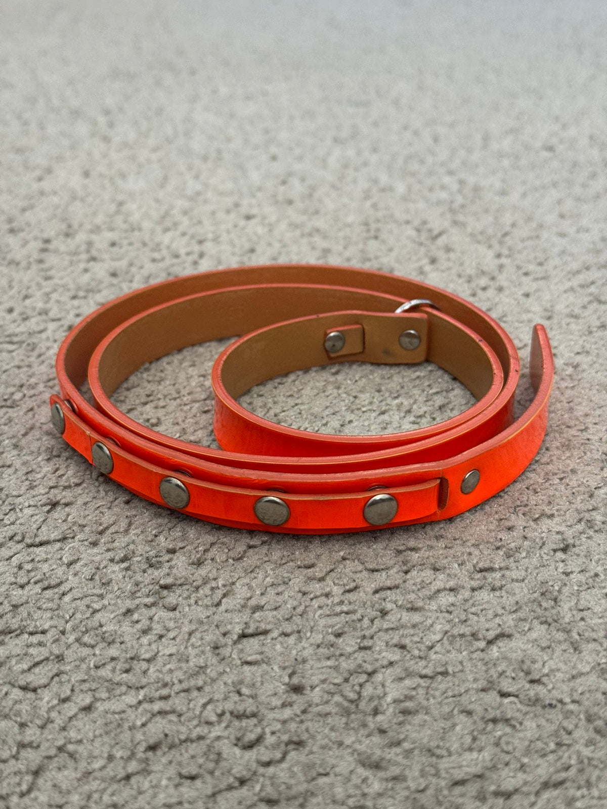 AW03 Dior Homme by Hedi Slimane "Luster" Orange Patent Leather Snap Button Belt