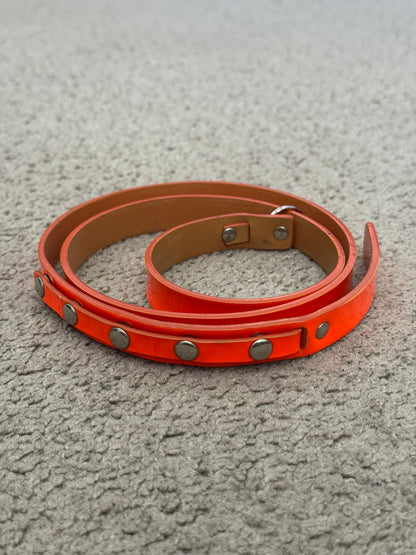 AW03 Dior Homme by Hedi Slimane "Luster" Orange Patent Leather Snap Button Belt