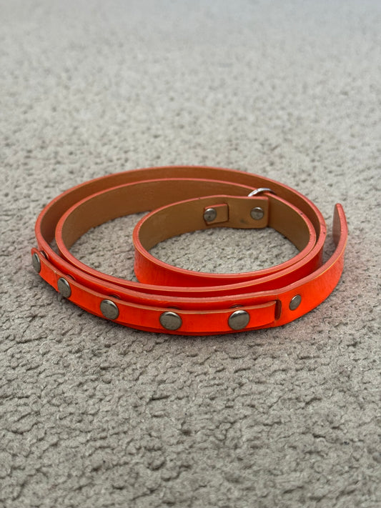 AW03 Dior Homme by Hedi Slimane "Luster" Orange Patent Leather Snap Button Belt
