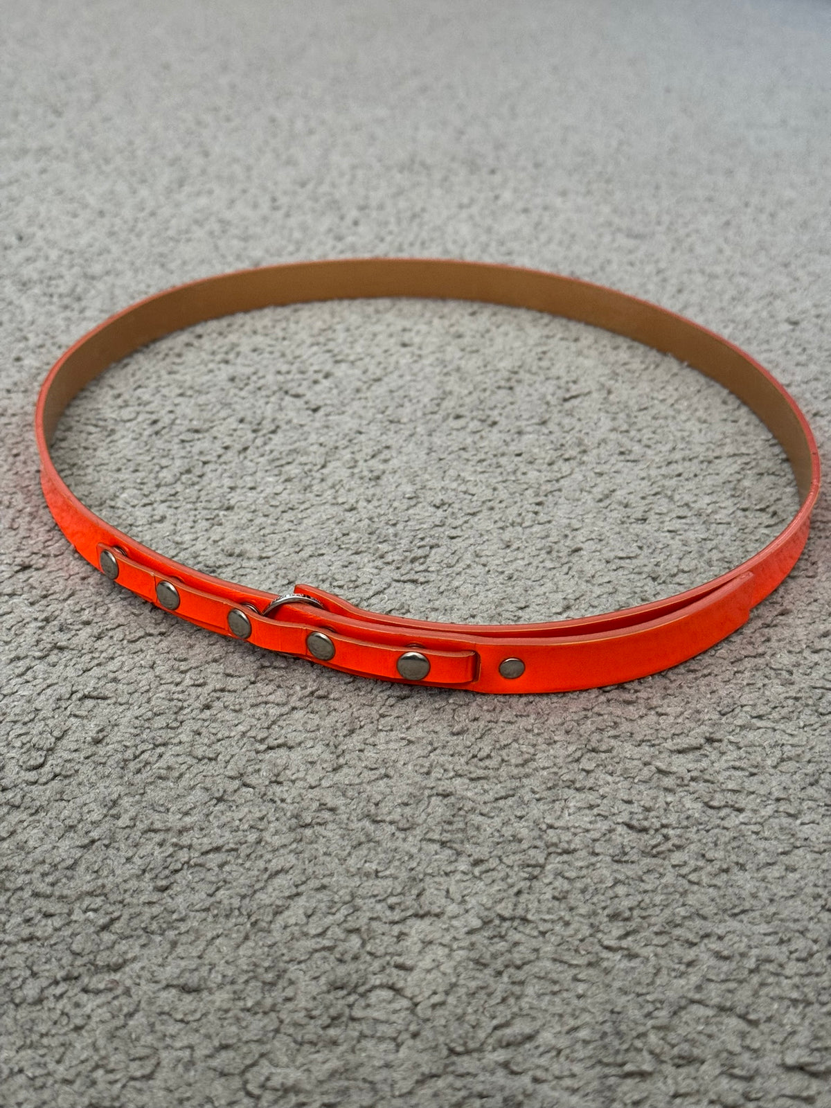 AW03 Dior Homme by Hedi Slimane "Luster" Orange Patent Leather Snap Button Belt