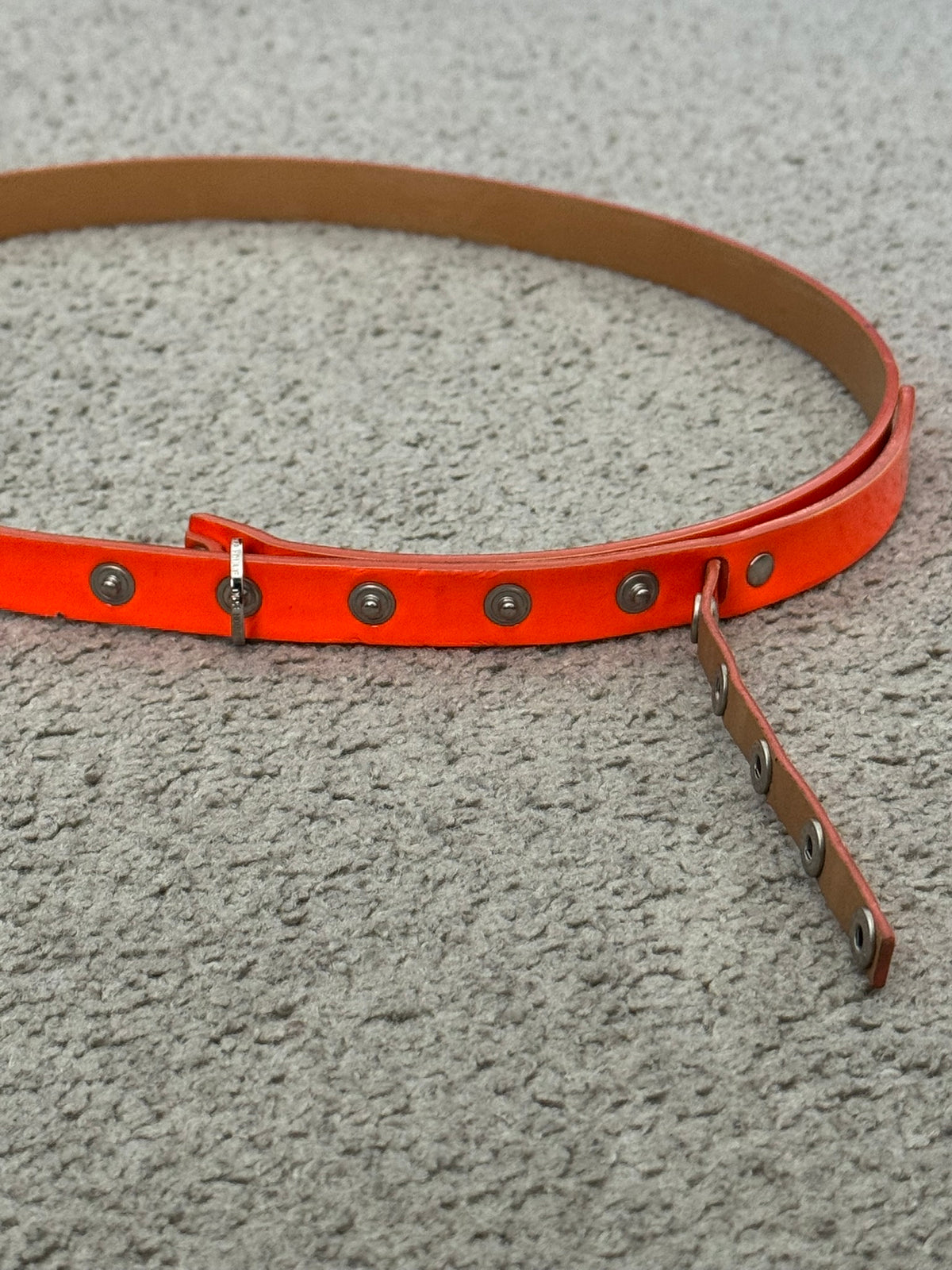 AW03 Dior Homme by Hedi Slimane "Luster" Orange Patent Leather Snap Button Belt