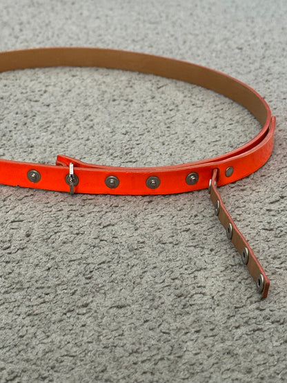 AW03 Dior Homme by Hedi Slimane "Luster" Orange Patent Leather Snap Button Belt