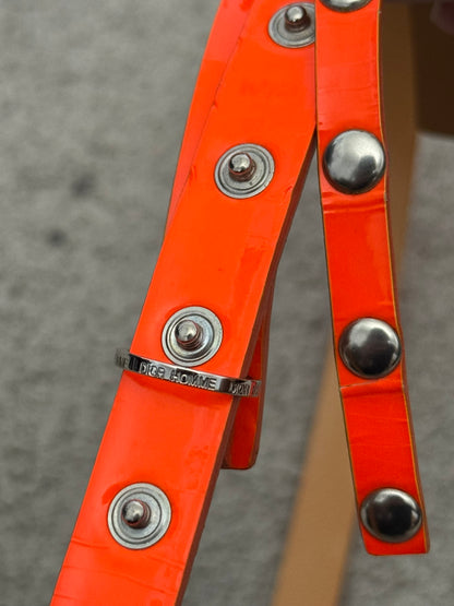 AW03 Dior Homme by Hedi Slimane "Luster" Orange Patent Leather Snap Button Belt