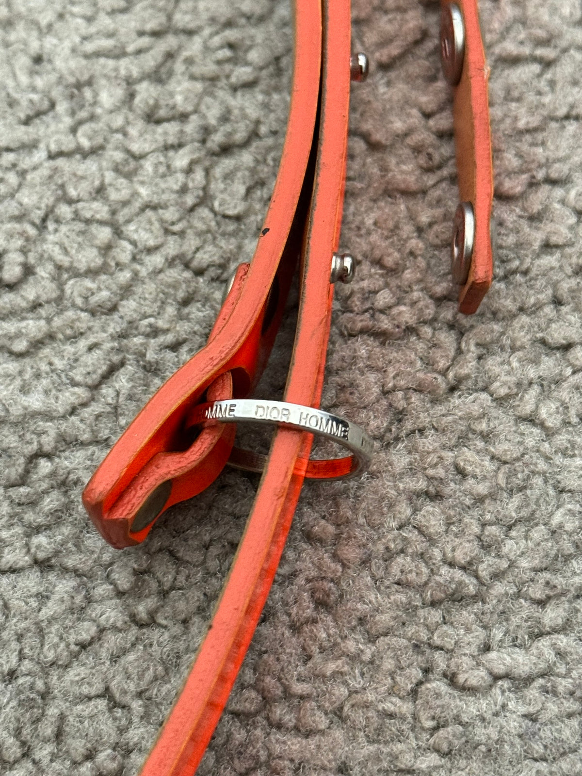 AW03 Dior Homme by Hedi Slimane "Luster" Orange Patent Leather Snap Button Belt