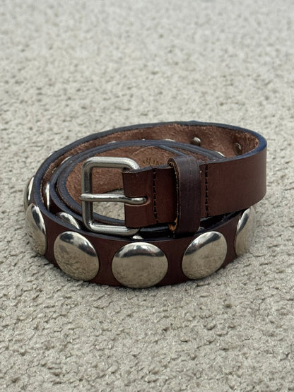 Junya Watanabe Silver Studded Brown Leather Belt