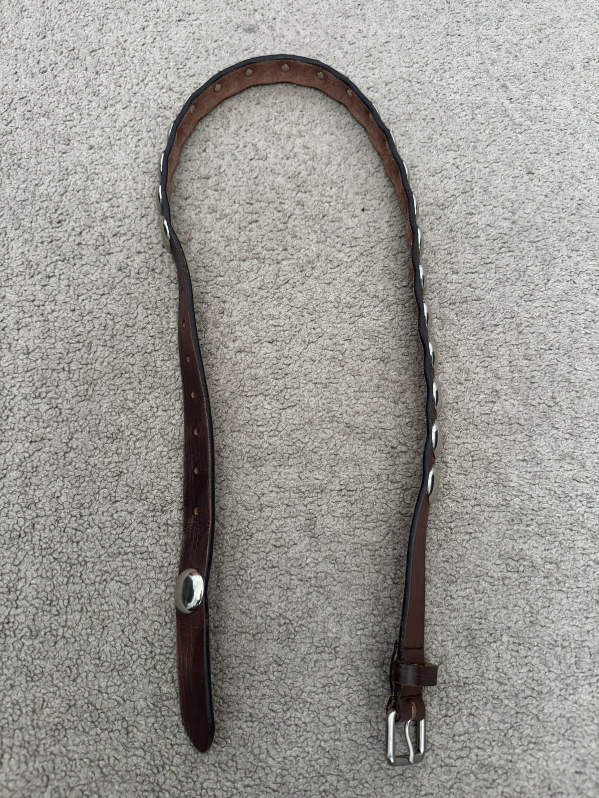 Junya Watanabe Silver Studded Brown Leather Belt