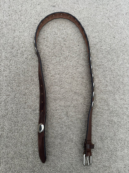 Junya Watanabe Silver Studded Brown Leather Belt