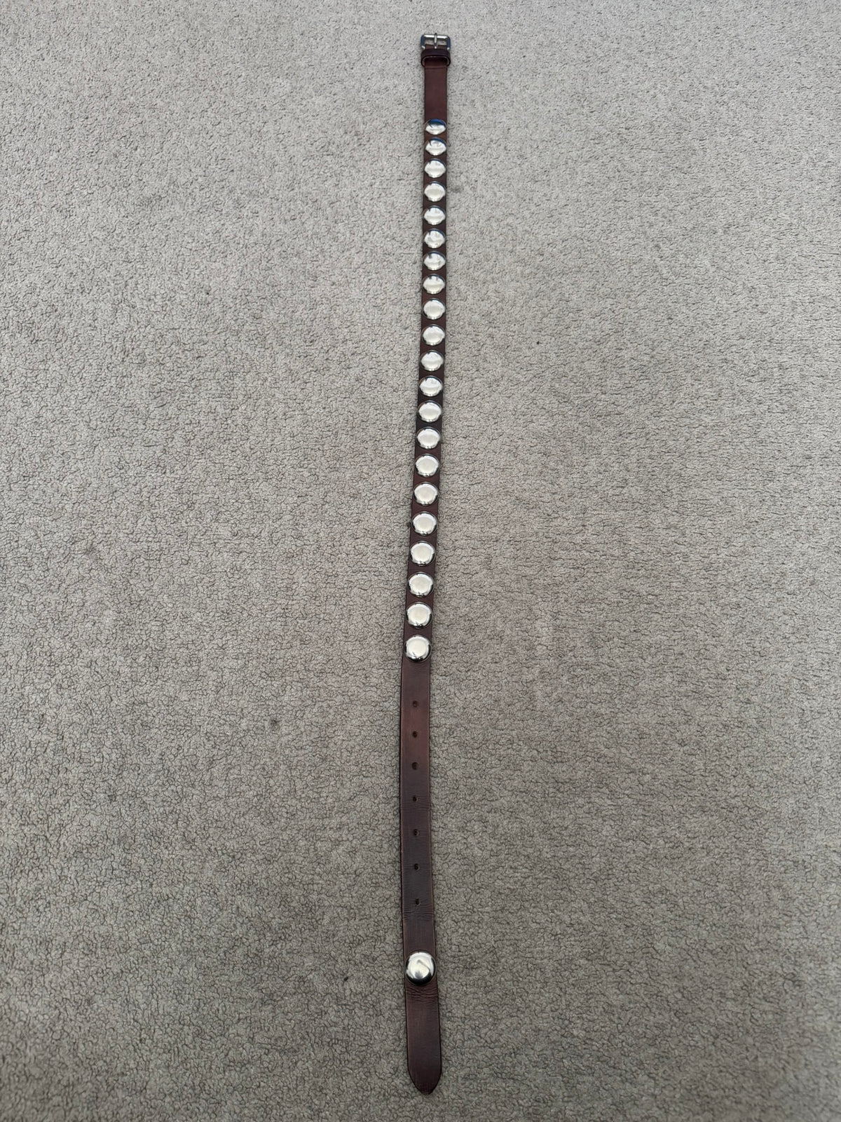 Junya Watanabe Silver Studded Brown Leather Belt