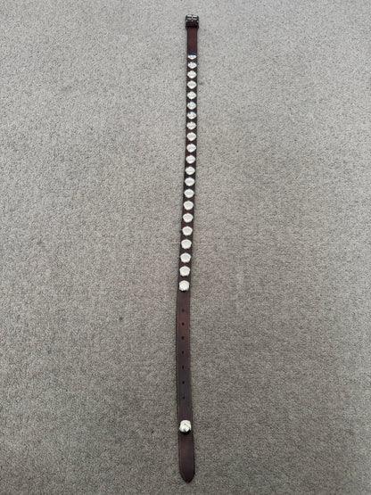Junya Watanabe Silver Studded Brown Leather Belt