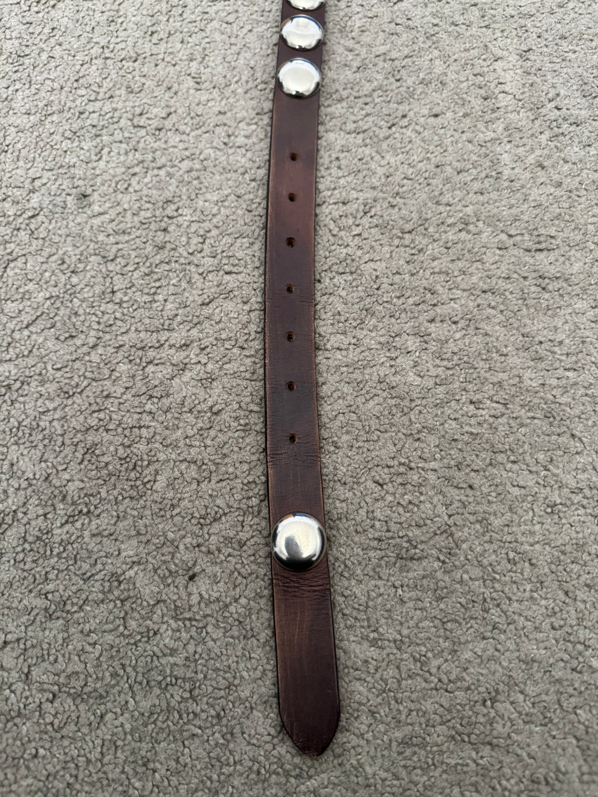 Junya Watanabe Silver Studded Brown Leather Belt