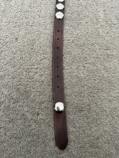 Junya Watanabe Silver Studded Brown Leather Belt