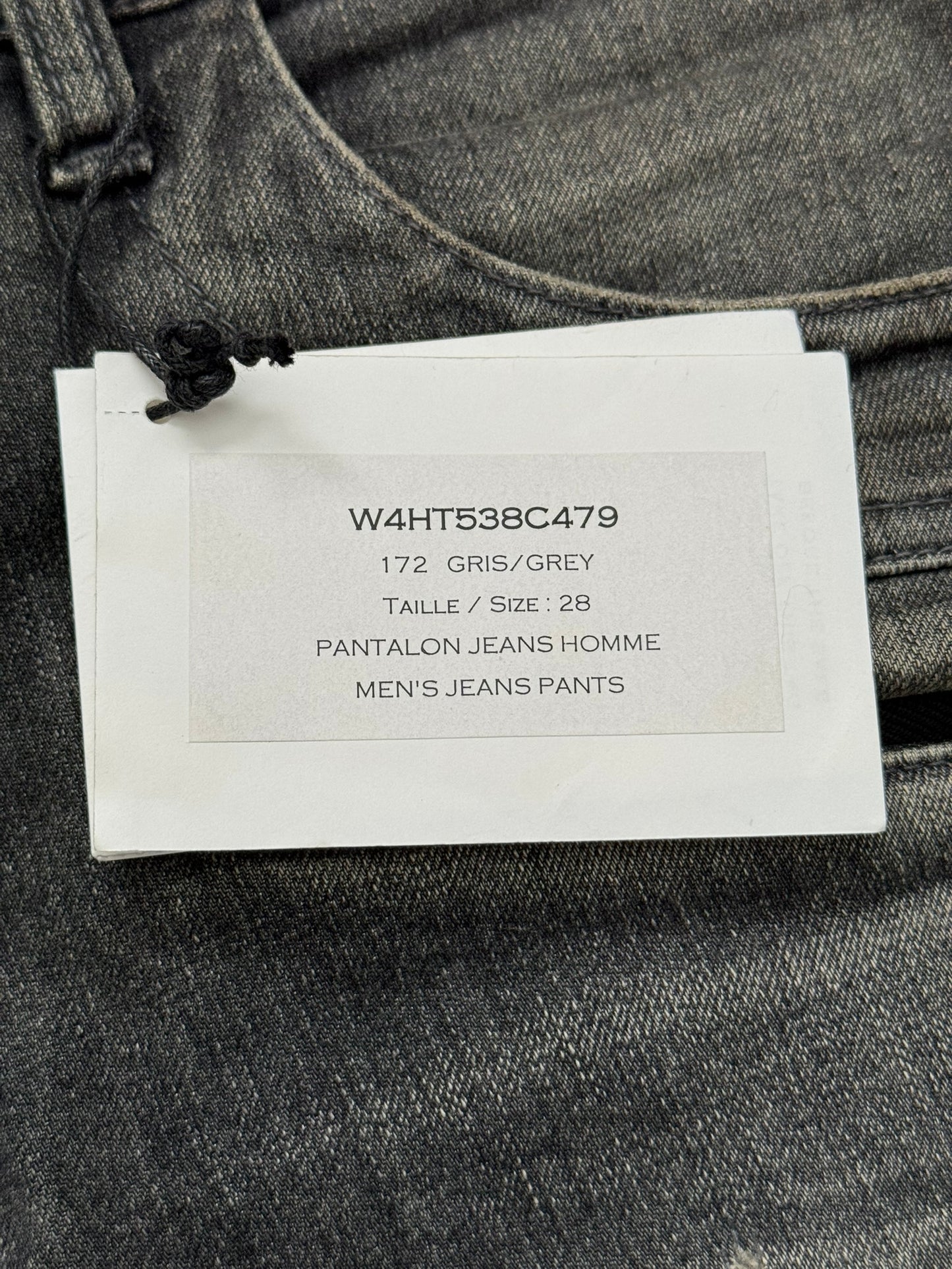 FW14 Balmain by Olivier Rousteing Padded Grey Zip Biker Denim Jeans