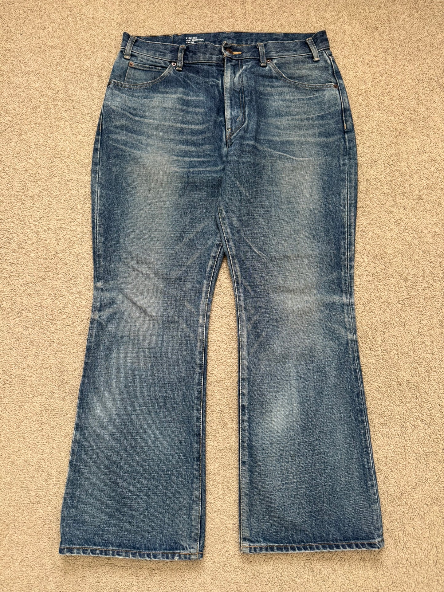 FW22 Celine by Hedi Slimane Dylan Dark Union Wash Flared Denim Jeans