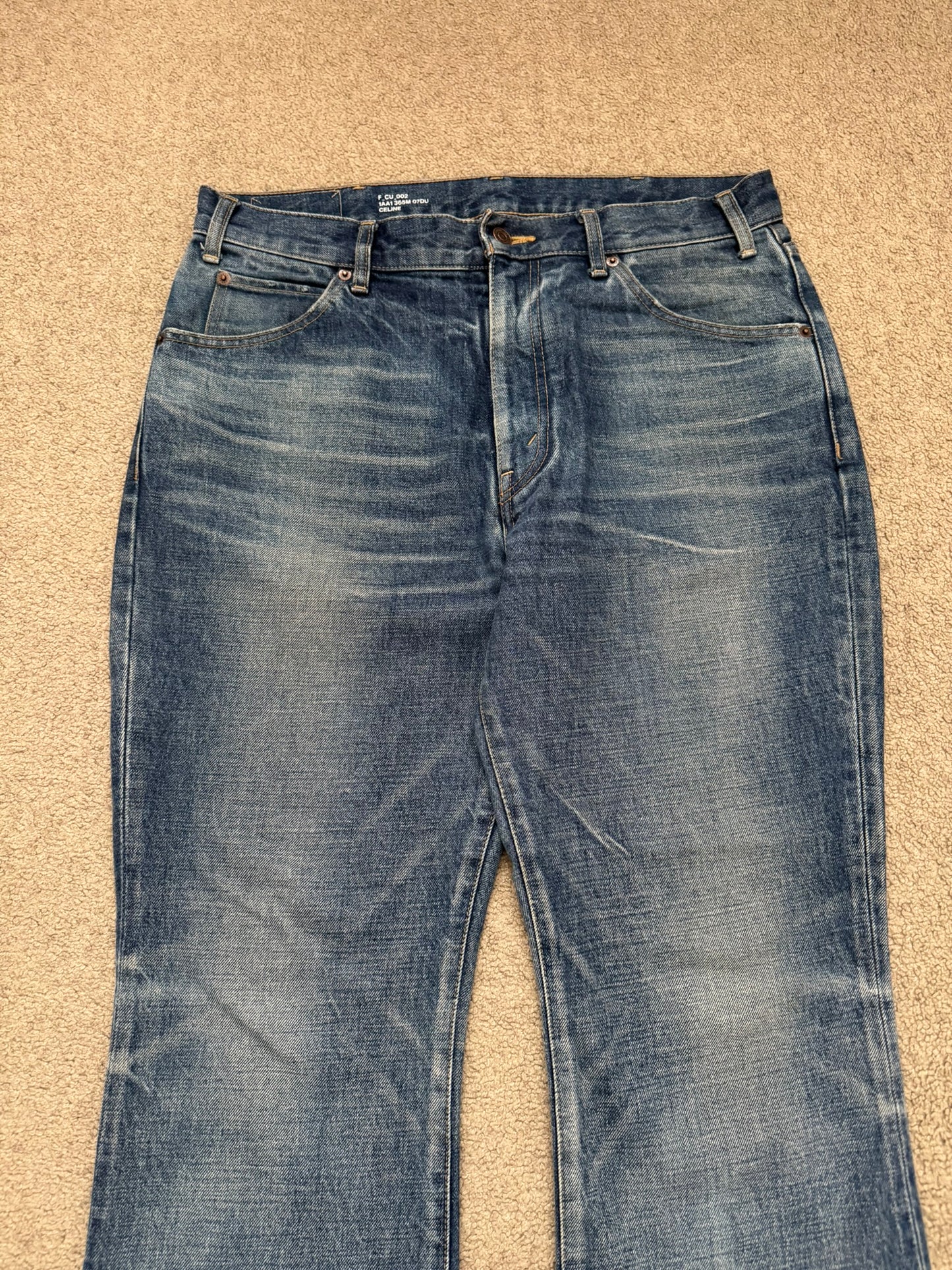 FW22 Celine by Hedi Slimane Dylan Dark Union Wash Flared Denim Jeans