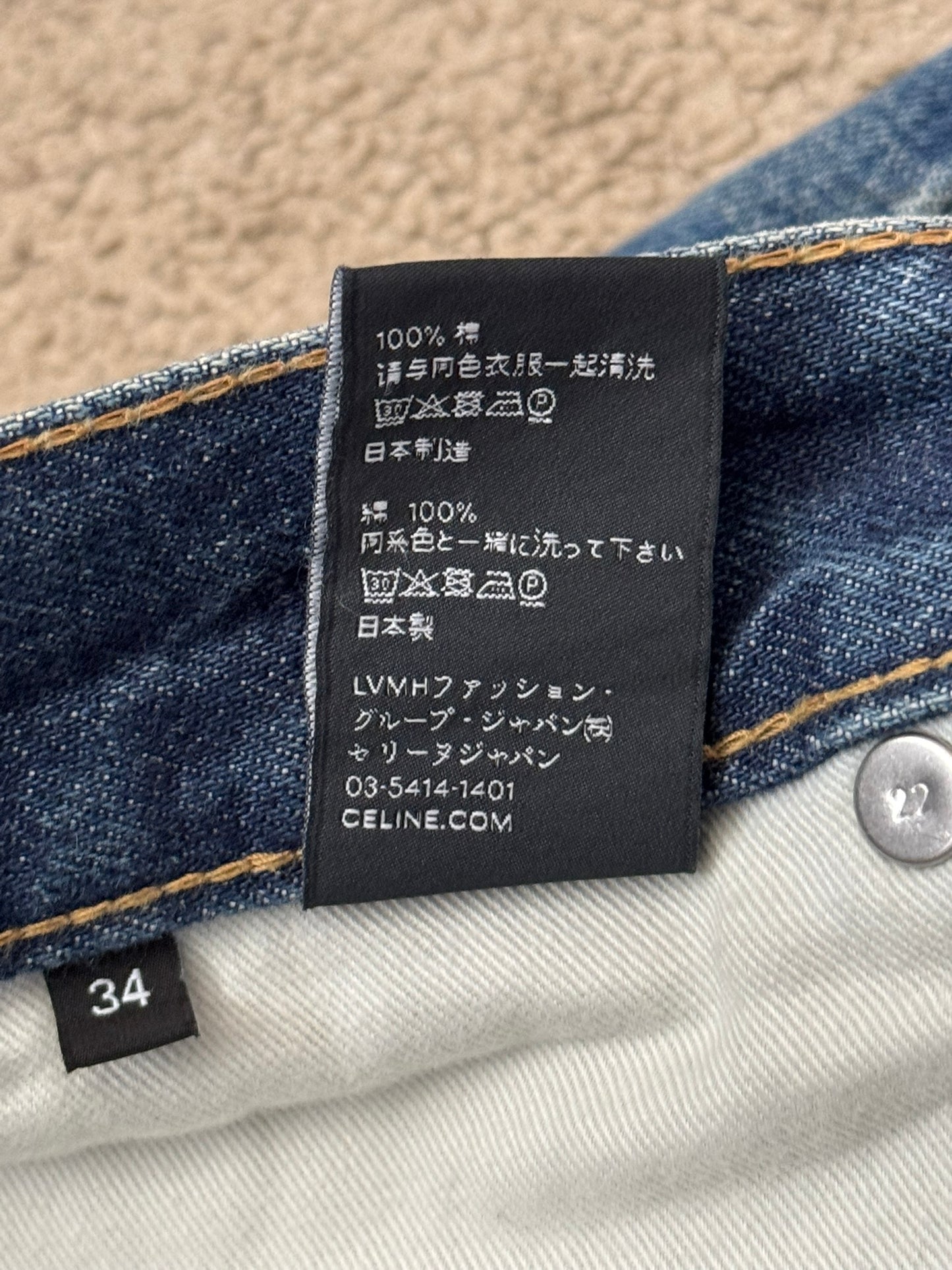 FW22 Celine by Hedi Slimane Dylan Dark Union Wash Flared Denim Jeans