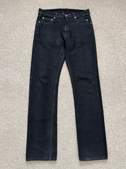 FW19 Rick Owens DRKSHDW Black Waxed Detroit Cut Denim Jeans