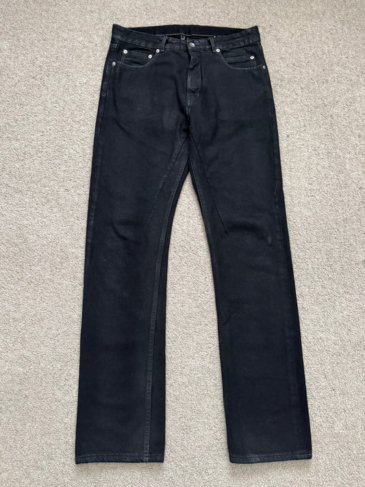 FW19 Rick Owens DRKSHDW Black Waxed Detroit Cut Denim Jeans