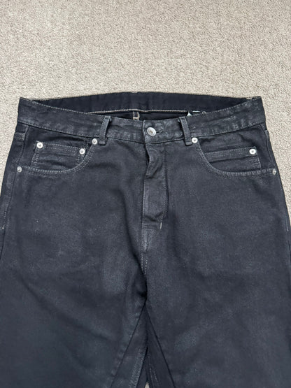 FW19 Rick Owens DRKSHDW Black Waxed Detroit Cut Denim Jeans