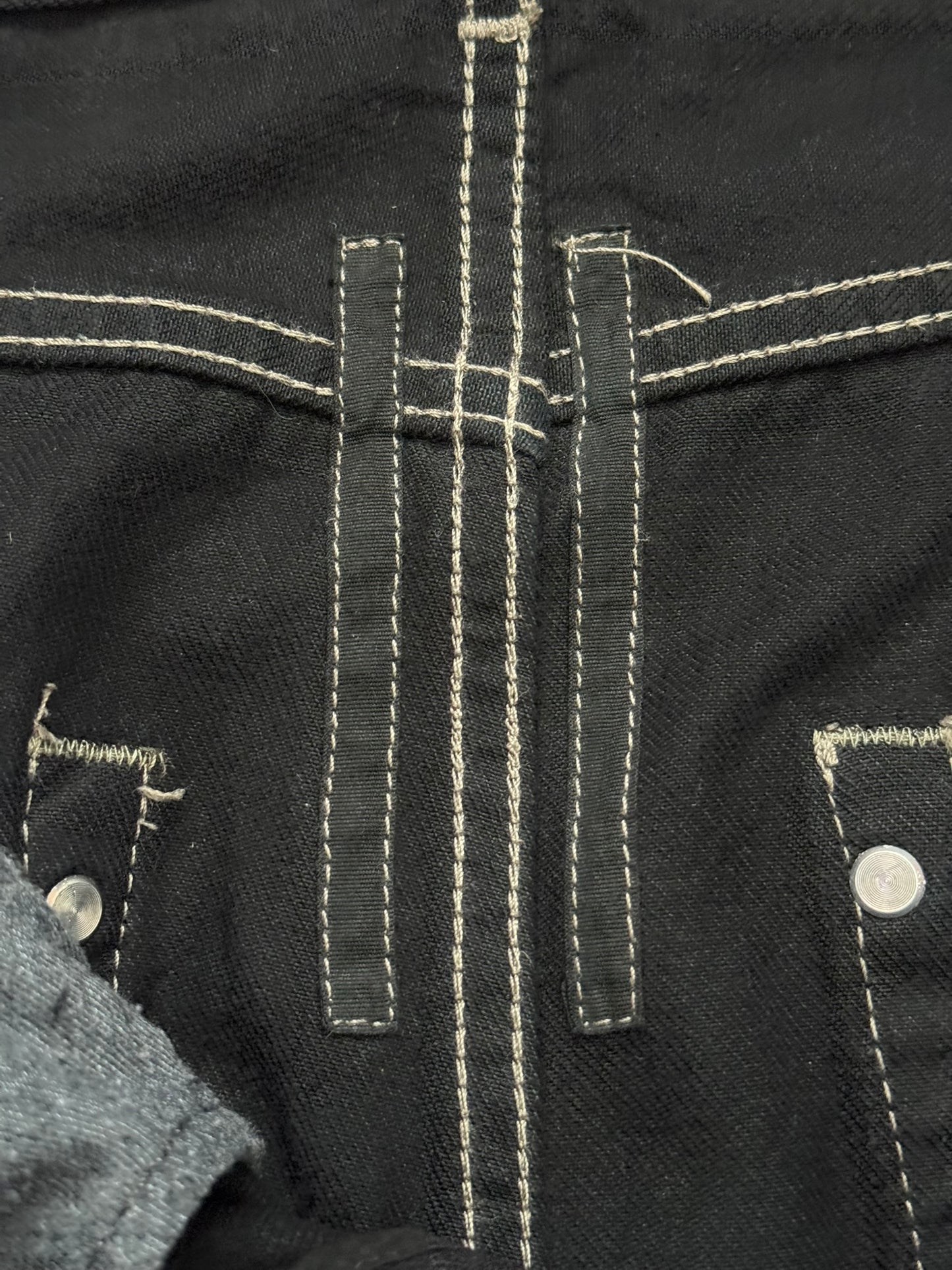 FW19 Rick Owens DRKSHDW Black Waxed Detroit Cut Denim Jeans