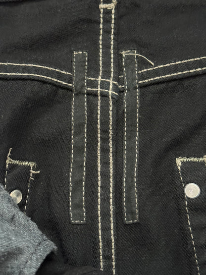 FW19 Rick Owens DRKSHDW Black Waxed Detroit Cut Denim Jeans