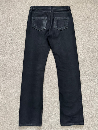 FW19 Rick Owens DRKSHDW Black Waxed Detroit Cut Denim Jeans