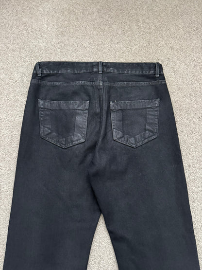FW19 Rick Owens DRKSHDW Black Waxed Detroit Cut Denim Jeans