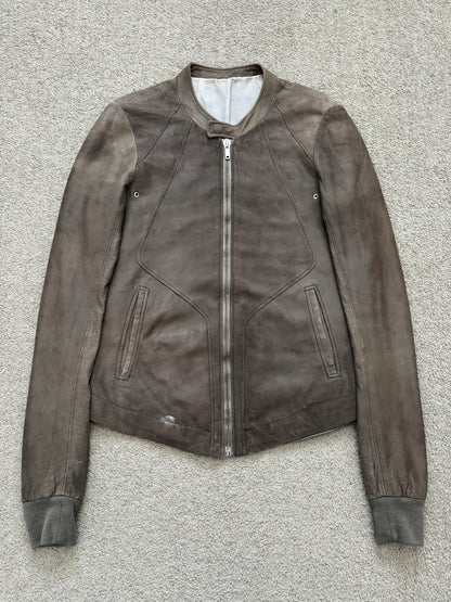 SS06 Rick Owens Mainline Intarsia Blistered Lambskin Leather Jacket