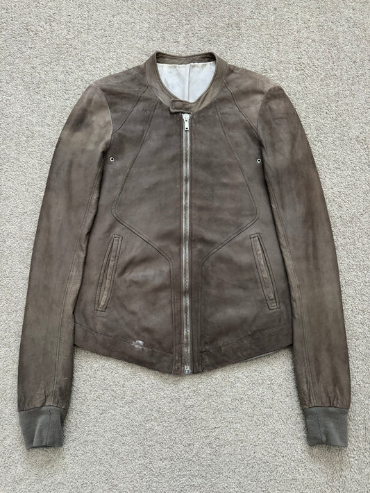 SS06 Rick Owens Mainline Intarsia Blistered Lambskin Leather Jacket