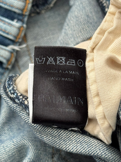 Balmain by Olivier Rousteing Washed Zip Biker Denim Jeans