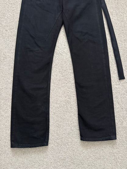 FW22 Rick Owens DRKSHDW Black Waxed Performa Cut Denim Jeans