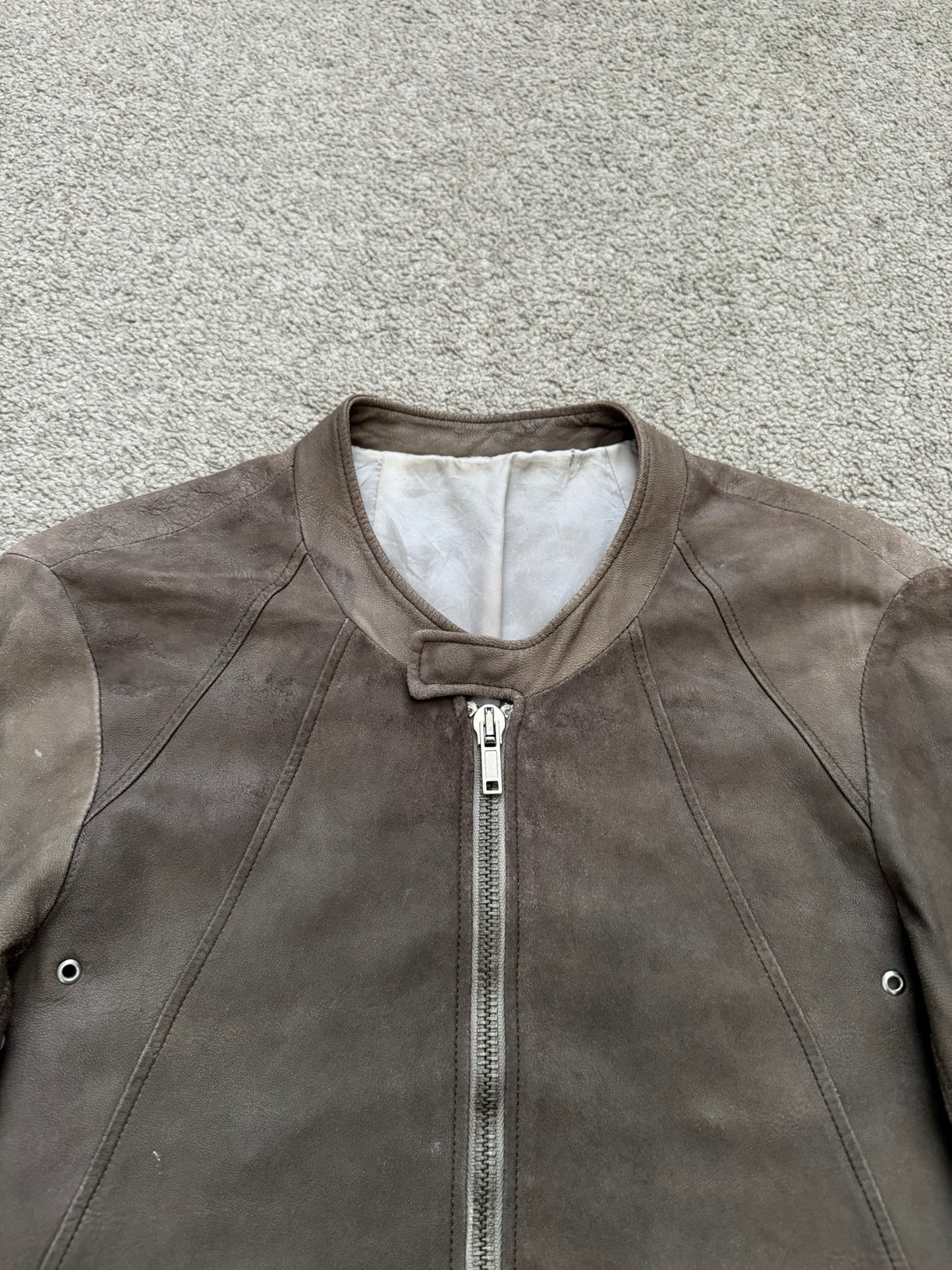 SS06 Rick Owens Mainline Intarsia Blistered Lambskin Leather Jacket