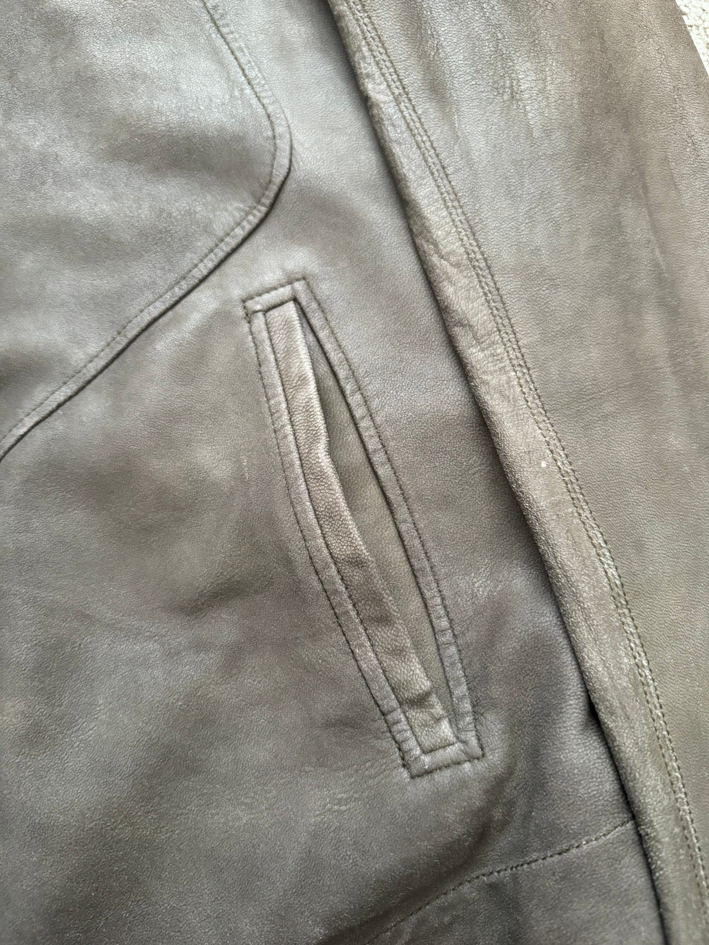 SS06 Rick Owens Mainline Intarsia Blistered Lambskin Leather Jacket