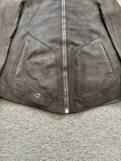 SS06 Rick Owens Mainline Intarsia Blistered Lambskin Leather Jacket