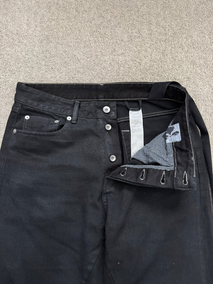 FW22 Rick Owens DRKSHDW Black Waxed Performa Cut Denim Jeans