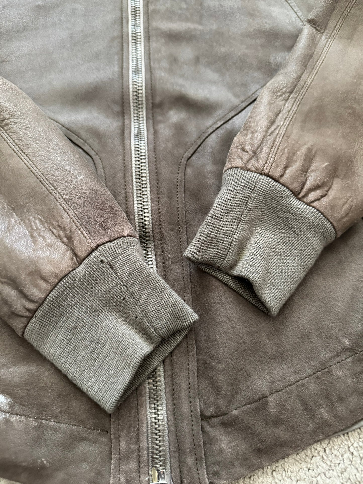 SS06 Rick Owens Mainline Intarsia Blistered Lambskin Leather Jacket