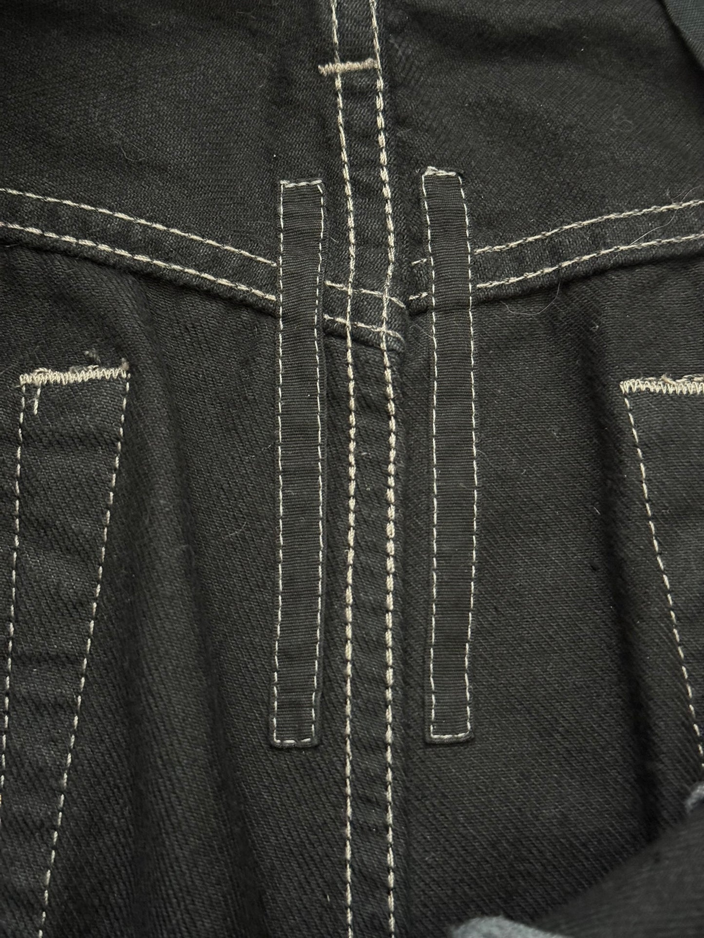 FW22 Rick Owens DRKSHDW Black Waxed Performa Cut Denim Jeans