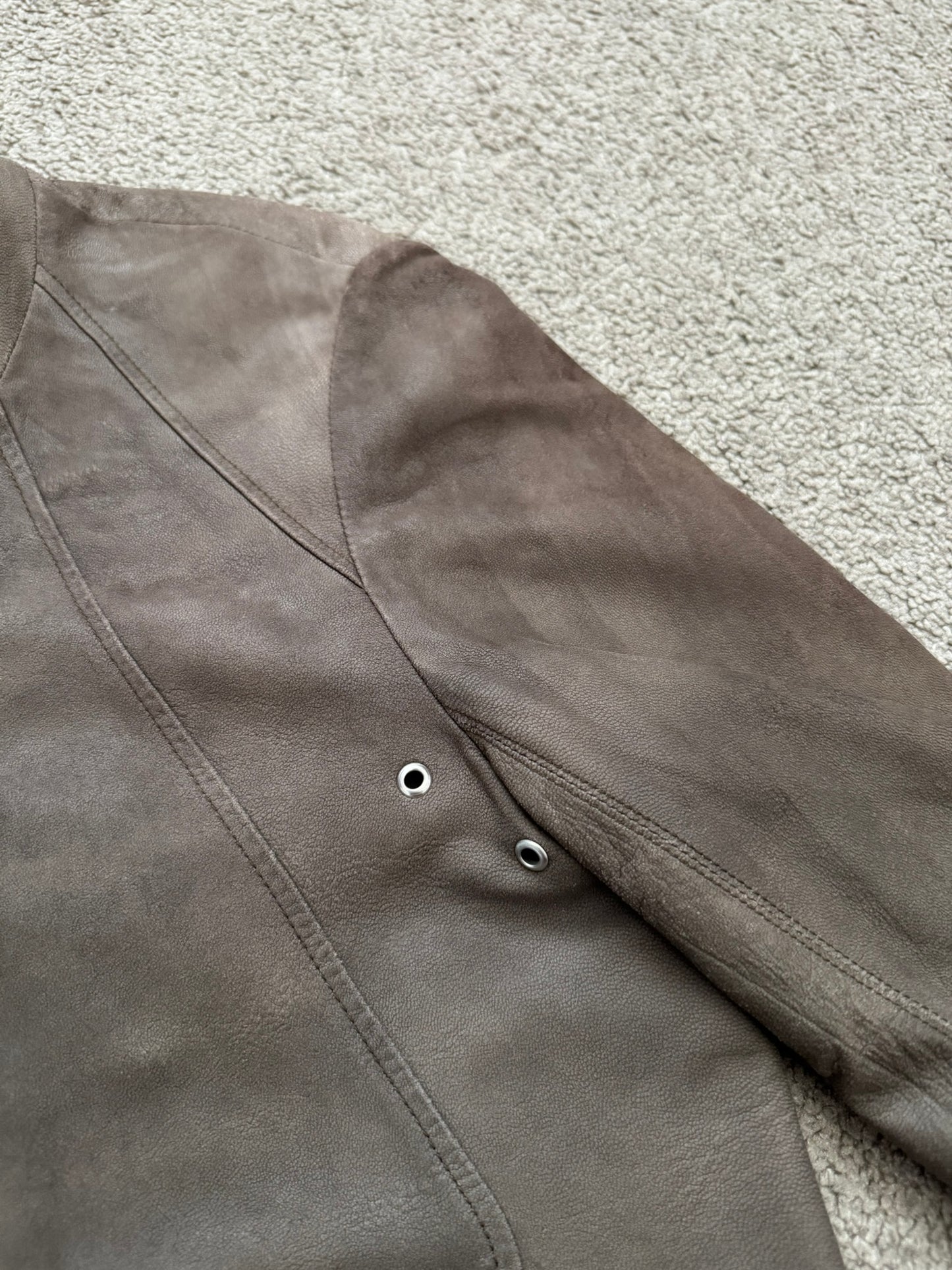 SS06 Rick Owens Mainline Intarsia Blistered Lambskin Leather Jacket