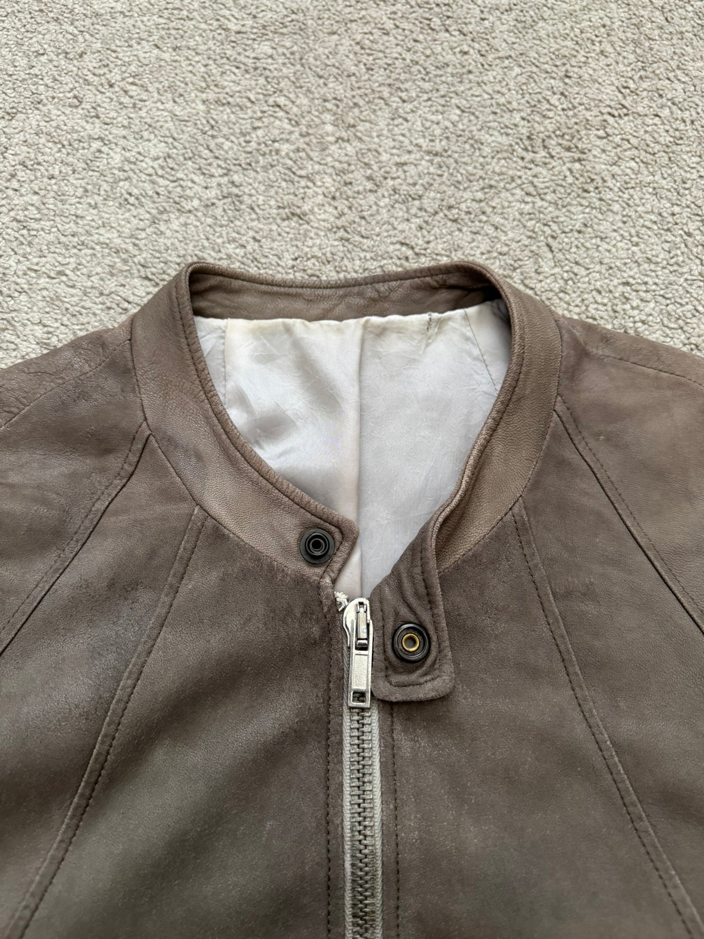 SS06 Rick Owens Mainline Intarsia Blistered Lambskin Leather Jacket