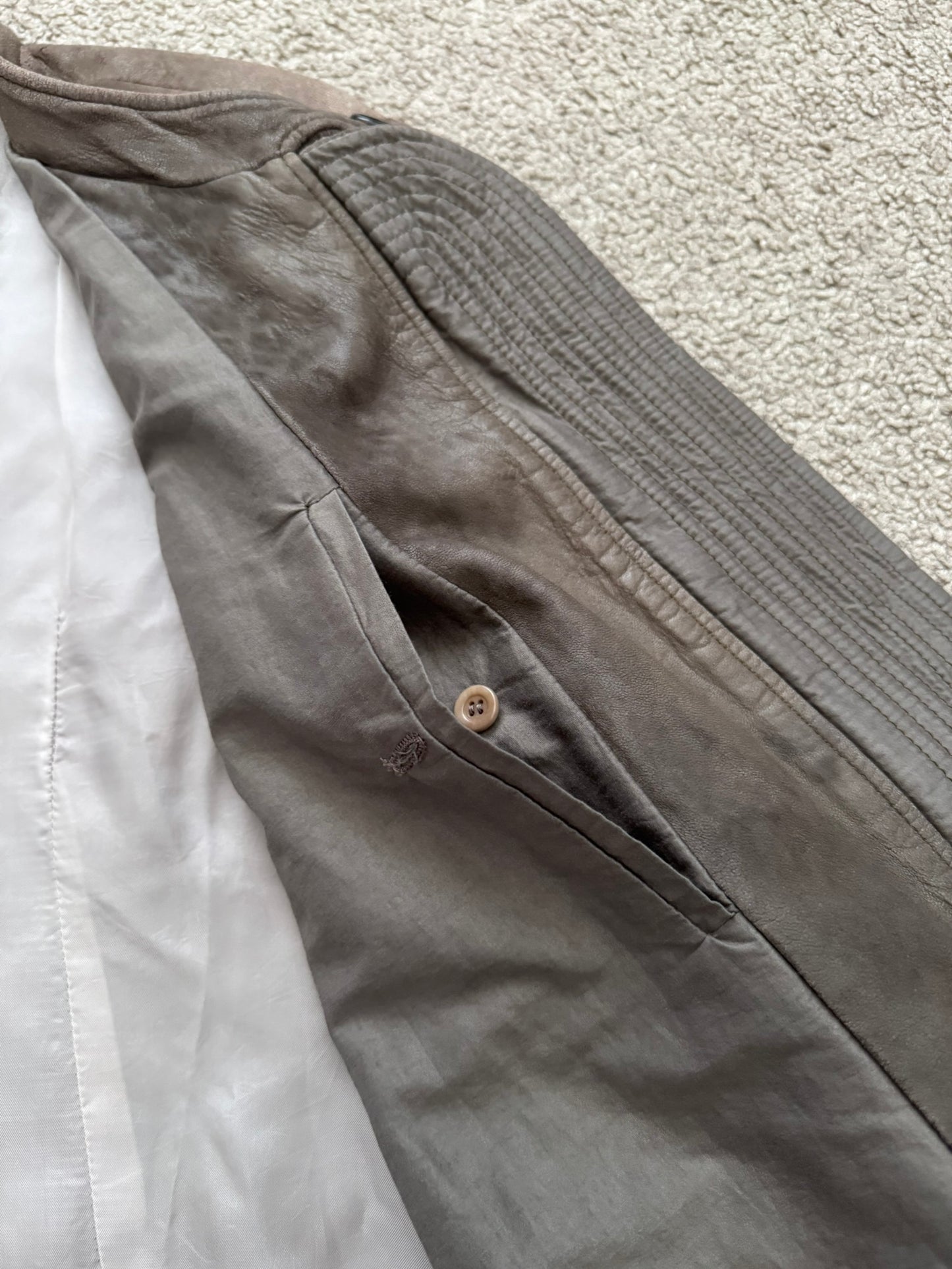 SS06 Rick Owens Mainline Intarsia Blistered Lambskin Leather Jacket