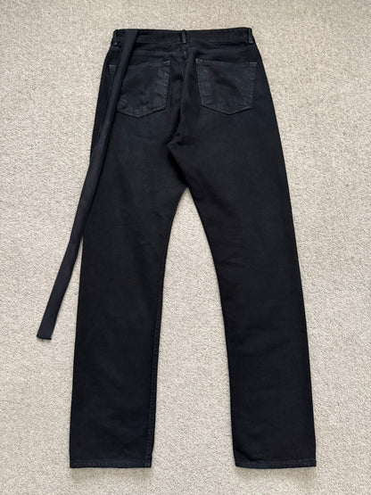 FW22 Rick Owens DRKSHDW Black Waxed Performa Cut Denim Jeans