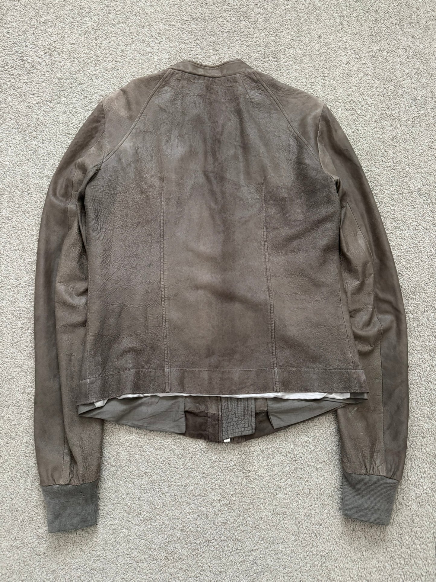 SS06 Rick Owens Mainline Intarsia Blistered Lambskin Leather Jacket