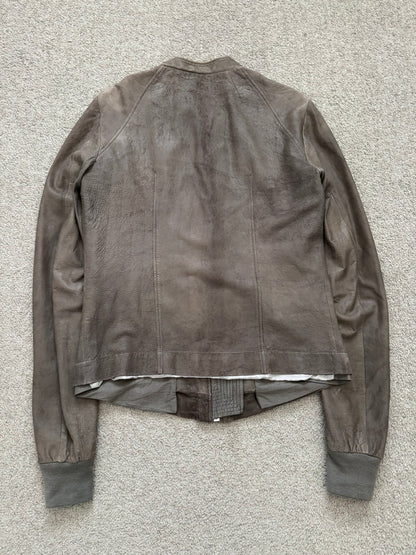 SS06 Rick Owens Mainline Intarsia Blistered Lambskin Leather Jacket