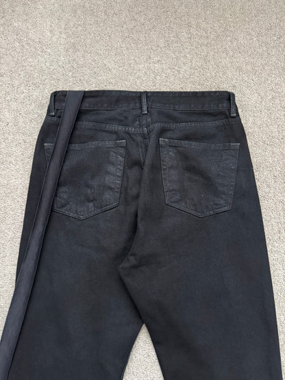 FW22 Rick Owens DRKSHDW Black Waxed Performa Cut Denim Jeans