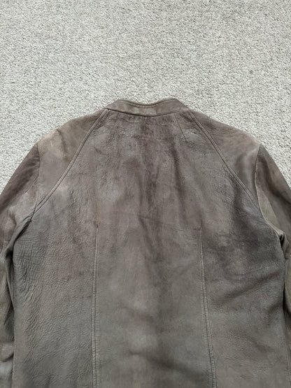 SS06 Rick Owens Mainline Intarsia Blistered Lambskin Leather Jacket