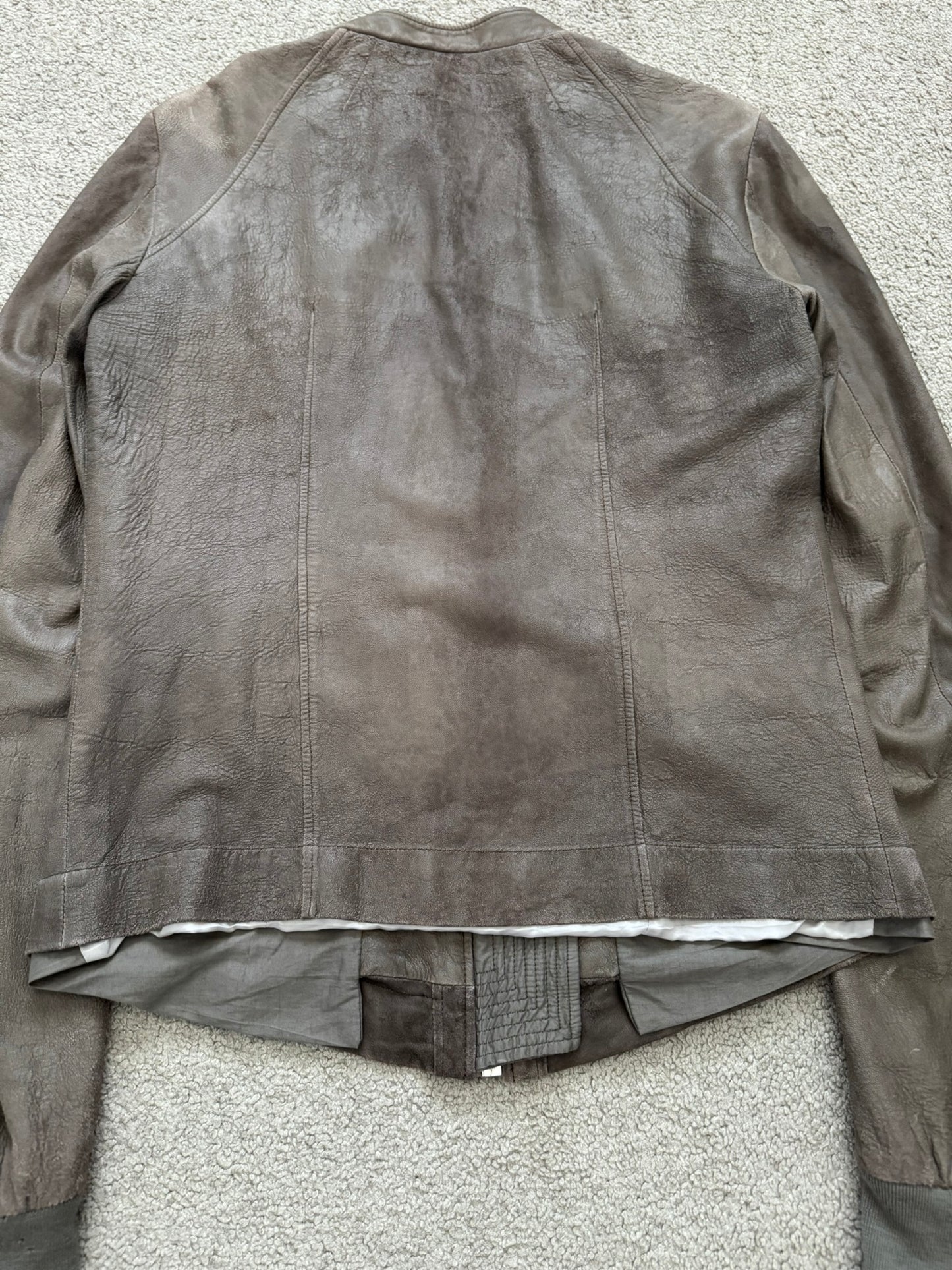 SS06 Rick Owens Mainline Intarsia Blistered Lambskin Leather Jacket