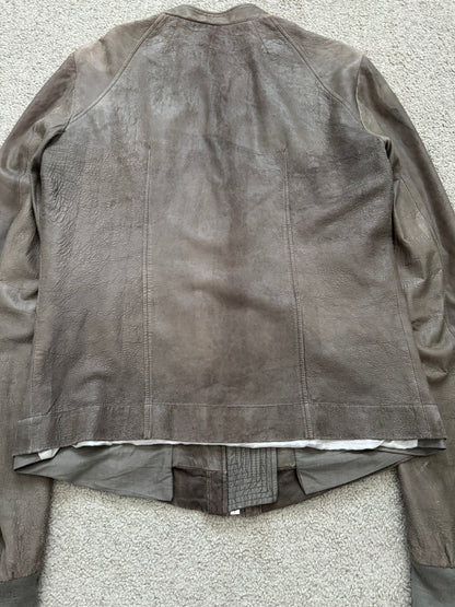 SS06 Rick Owens Mainline Intarsia Blistered Lambskin Leather Jacket